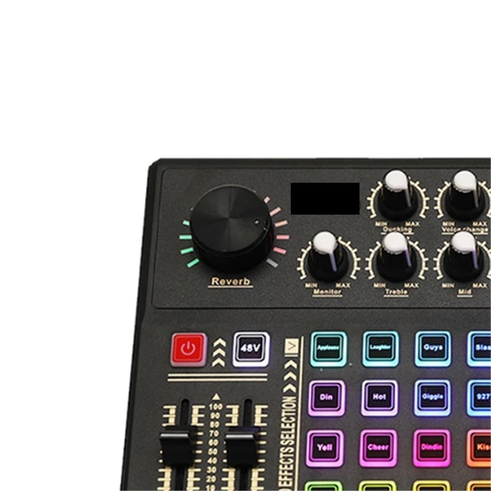 Controladora DJ, Tarjeta de sonido en e interfaz de con múltiples efectos de mezclador de DJ, cambiador de voz y luz LED.