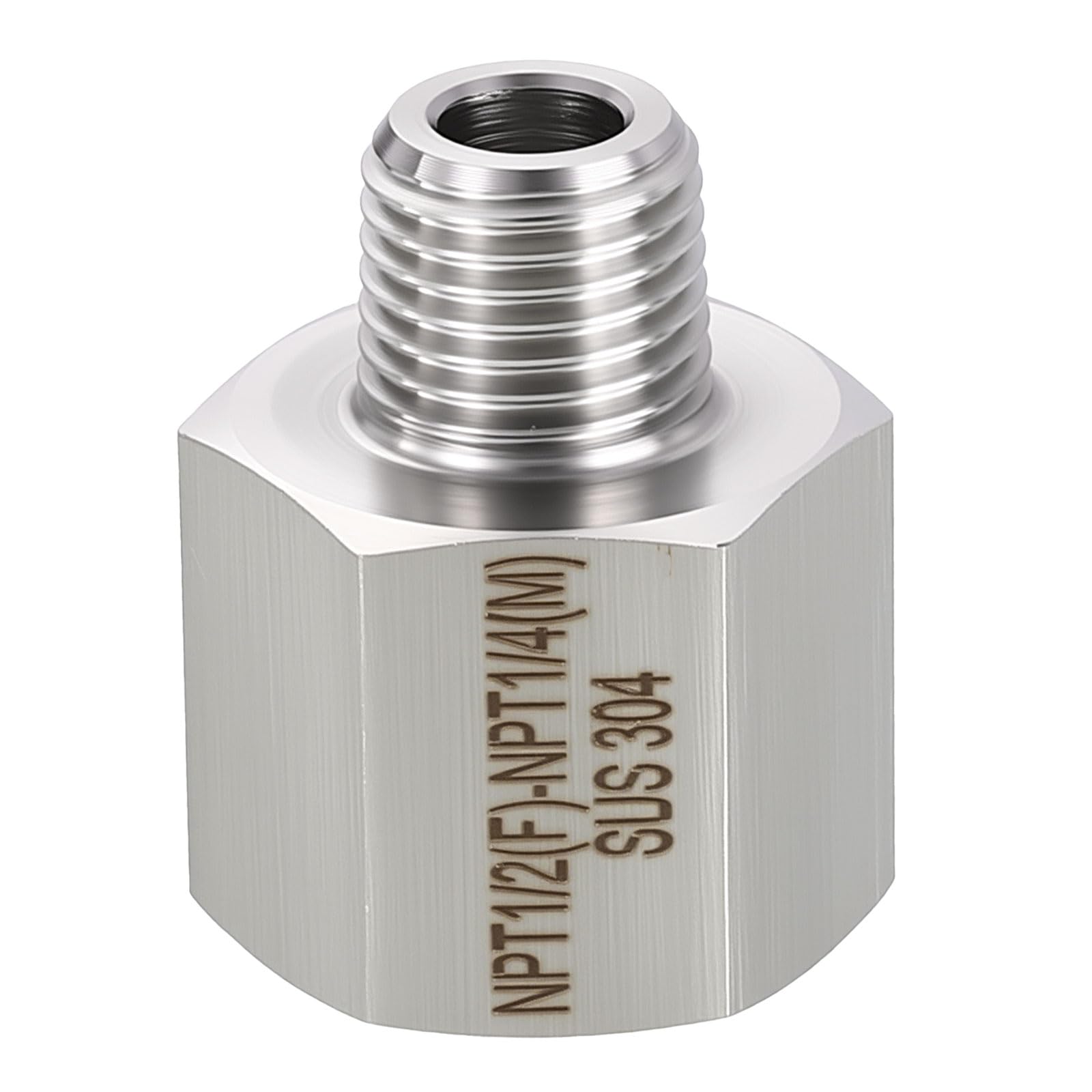 Rebower 1 Pack 304 Stainless Steel Female to Male Adapters, 1/2" Female NPT x 1/4" Male NPT Nipple Pipe Extension Connectors for Industrial, Fluid Transfer, Home Gardening, Water Treatment
