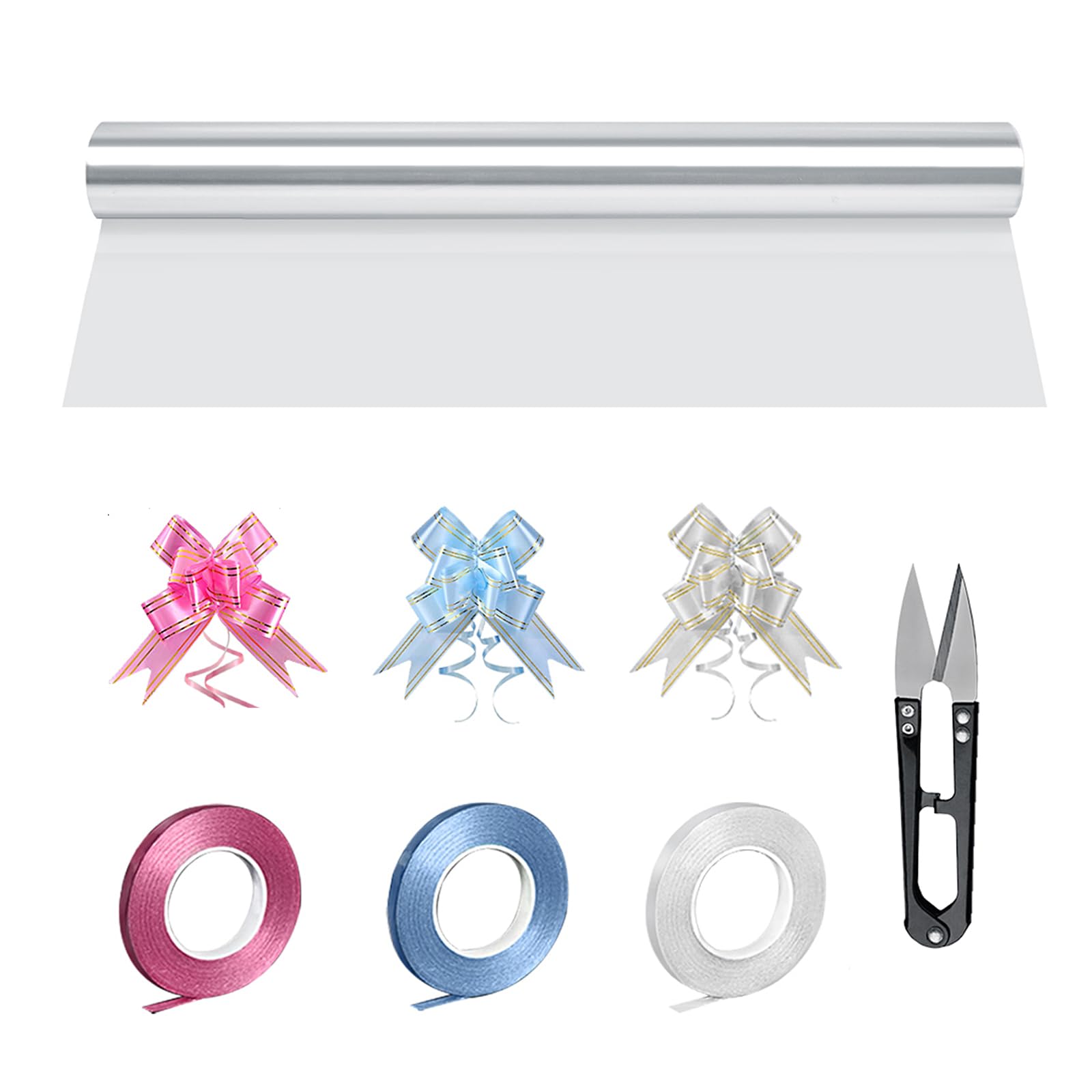 Sponsored Ad – Cellophane Wrap Roll, PYGHAP 40CM x 30M Clear Cellophane Wrap Roll with 30 Pull Bows, 3 Ribbons for Hampers, Christmas, Easter, Birthday, Valentine's Day, Treats & Crafts Wrap (40cmx30M-Transparent)