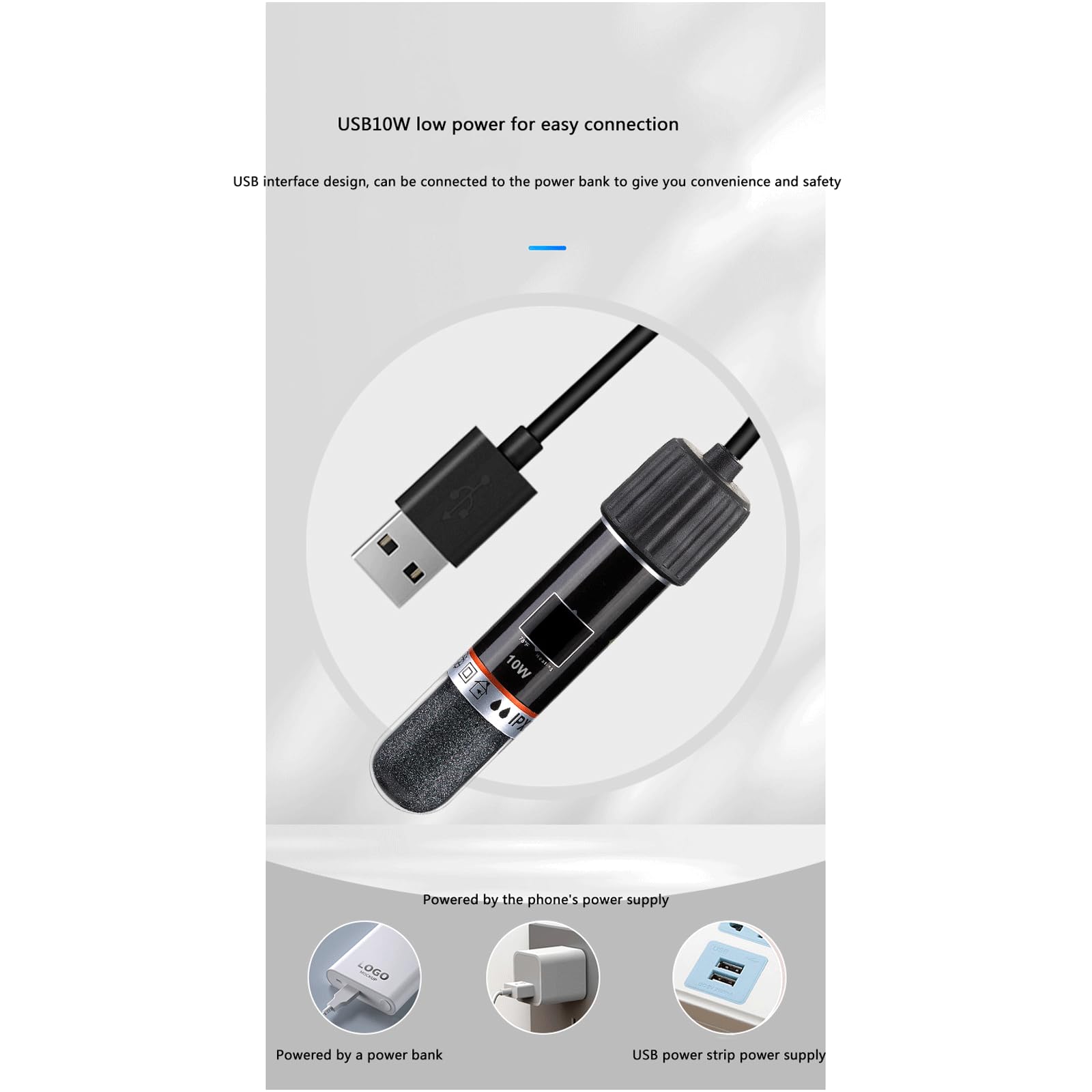Mini Riscaldamento Rod Piccolo Acquario Automatico Temperatura Costante USB Termostato