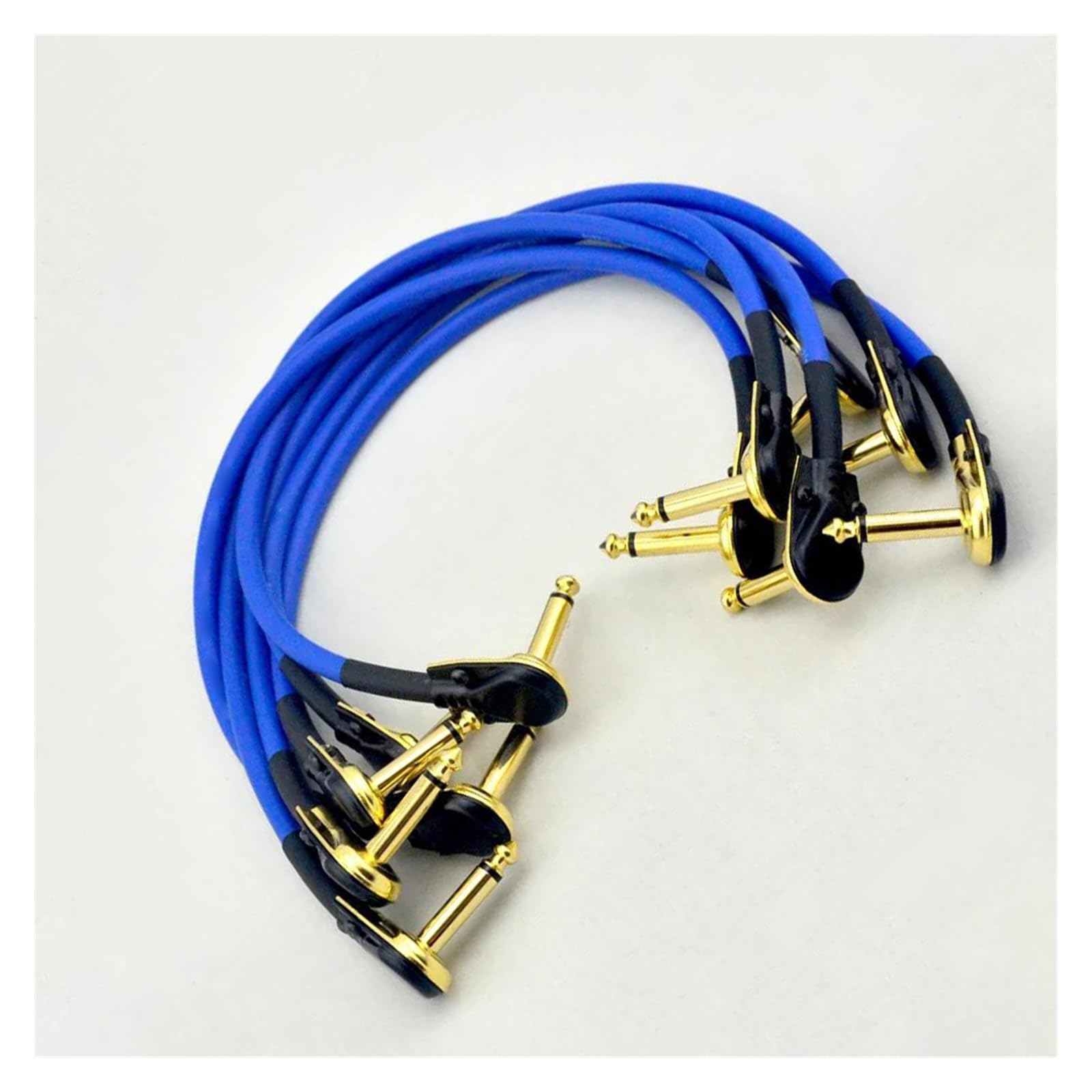 Professionelles Gitarren-Audiokabel 6 Stück Blaues 30 cm Rechtwinkliges 1/4 Mono-Gitarren-Effektpedal-Board-Kabel-Patchkabel Für Effektpedale