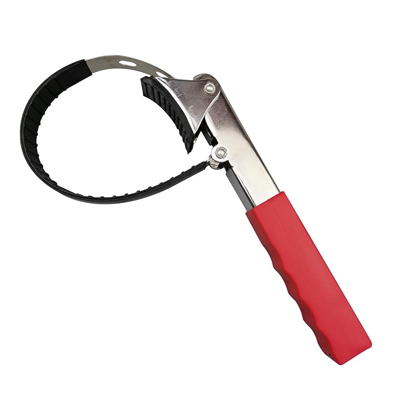 Chave de cinta ajustável para filtro de óleo QIBAOACR em aço e borracha, para filtros de 7 a 12 cm, QBJLBS-01
