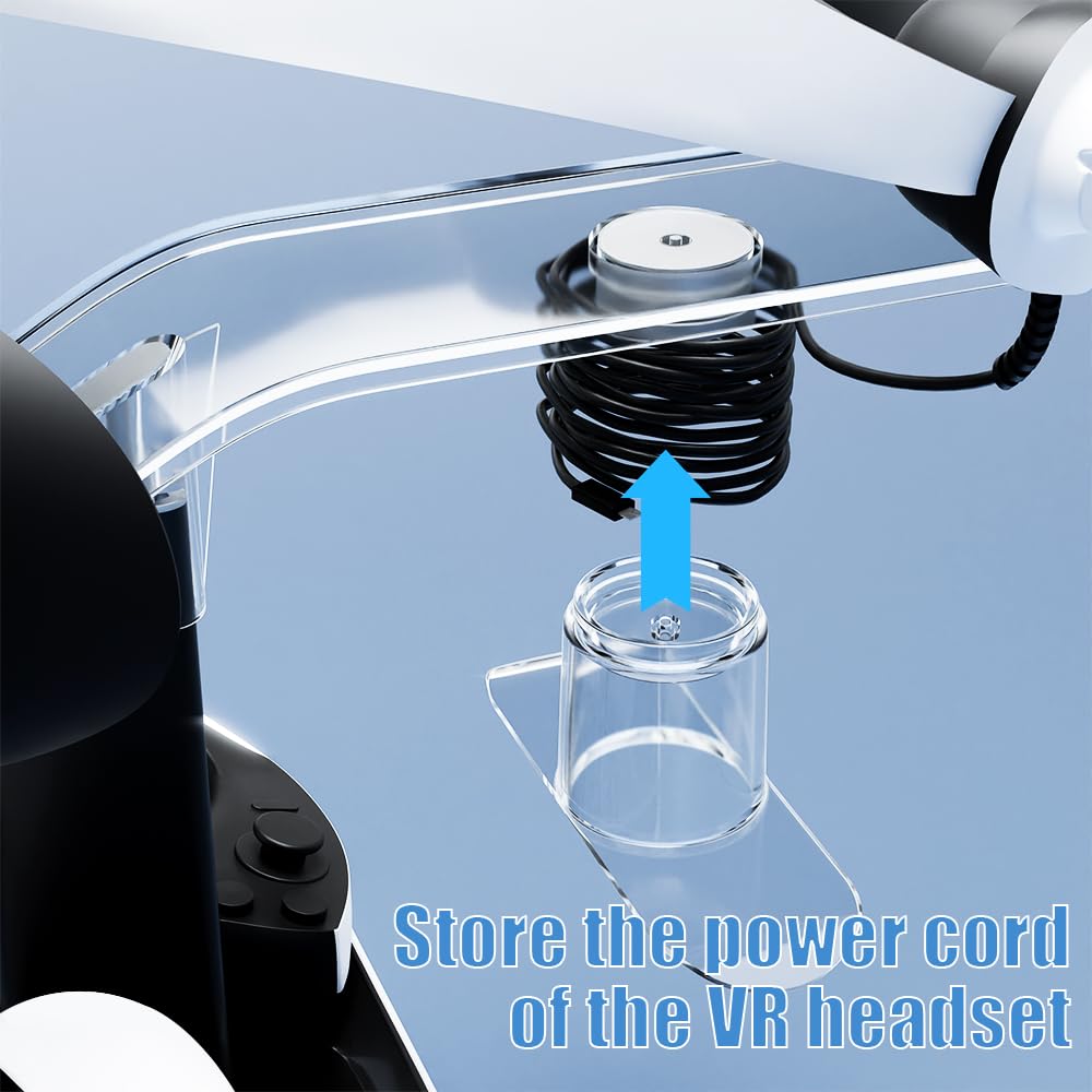 HONCAM Station de charge pour PSVR 2, support multifonction PSVR2 avec 7 lumières RVB, support d'affichage pour casque, station de charge pour deux contrôleurs, connecteur magnétique, câble de type C