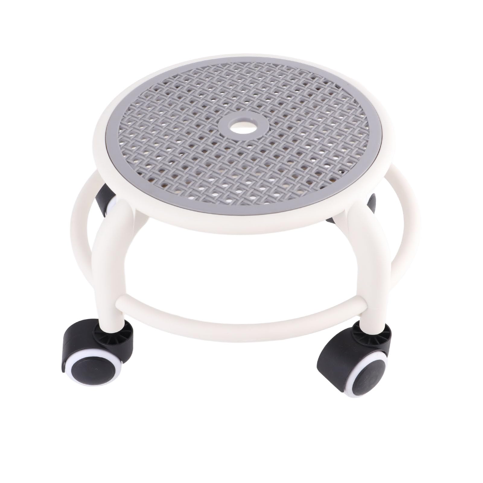 Tabouret Pivotant Rond Bas avec Roulettes Plastique Grey
