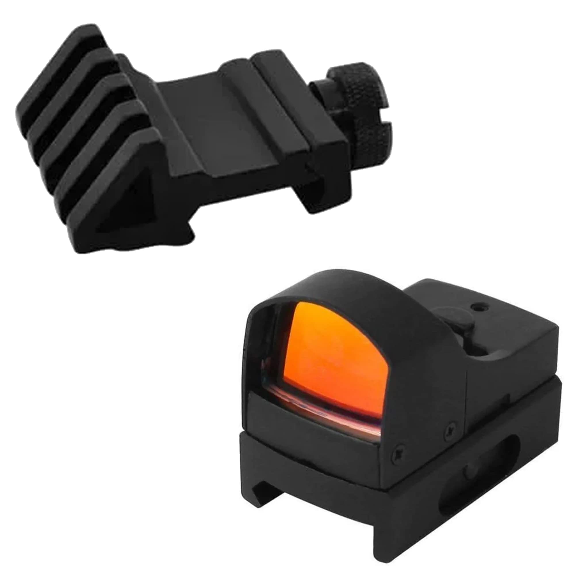 360 Tactical Quick Detachable Base Mount with Lever Locking System, Easy Removal, Black Metal Accessories, Single Rail, 3-Slot Angle, 45 Degree Offset Mount (2-45 Degree Mount Set and Reflex Red Dot)