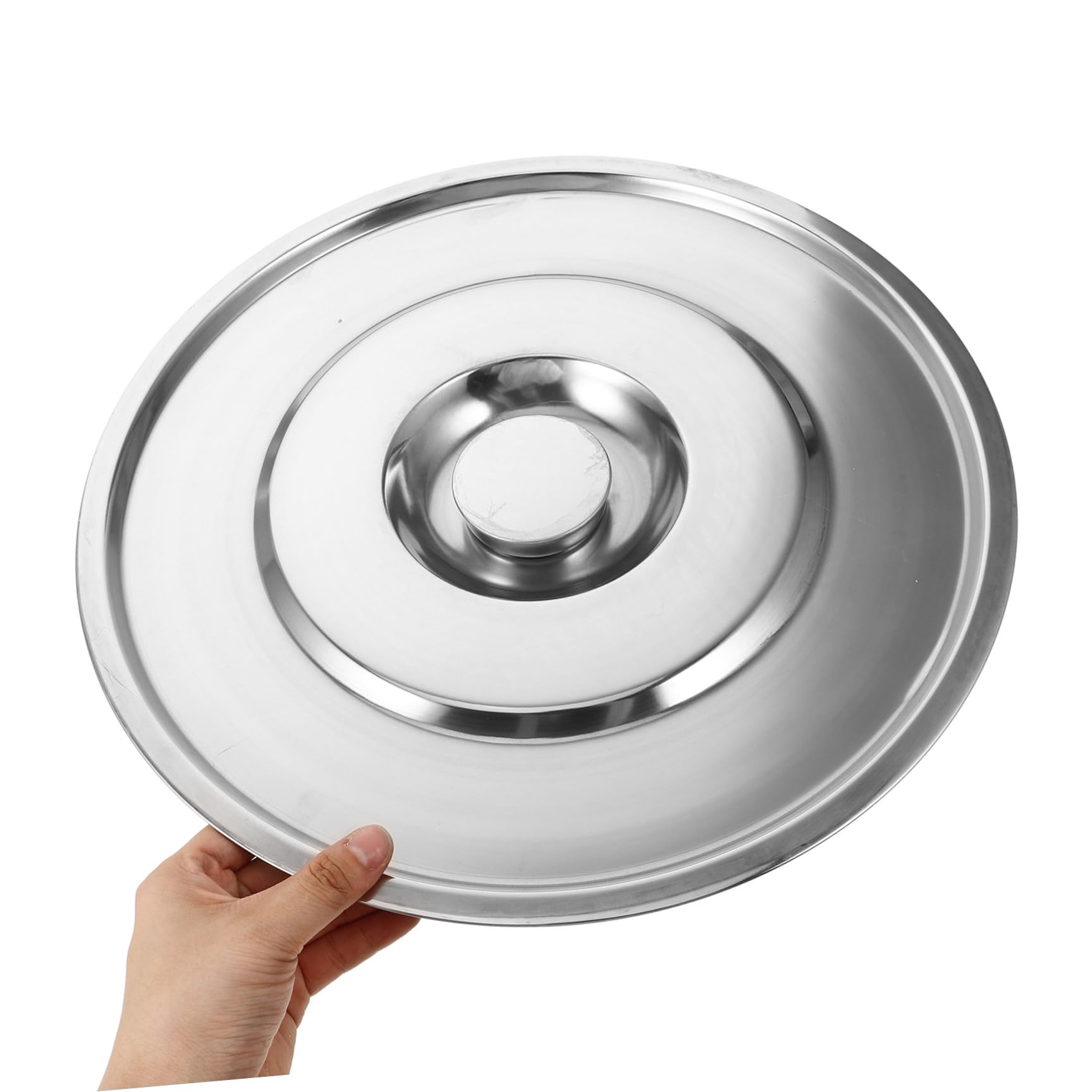 INOOMP 2 Pezzi Coperchio in Acciaio Inossidabile Spesso con Manico Sicuro, Compatibile con Pentole, per Cucine Commerciali e Uso Domestico, Colore Argento