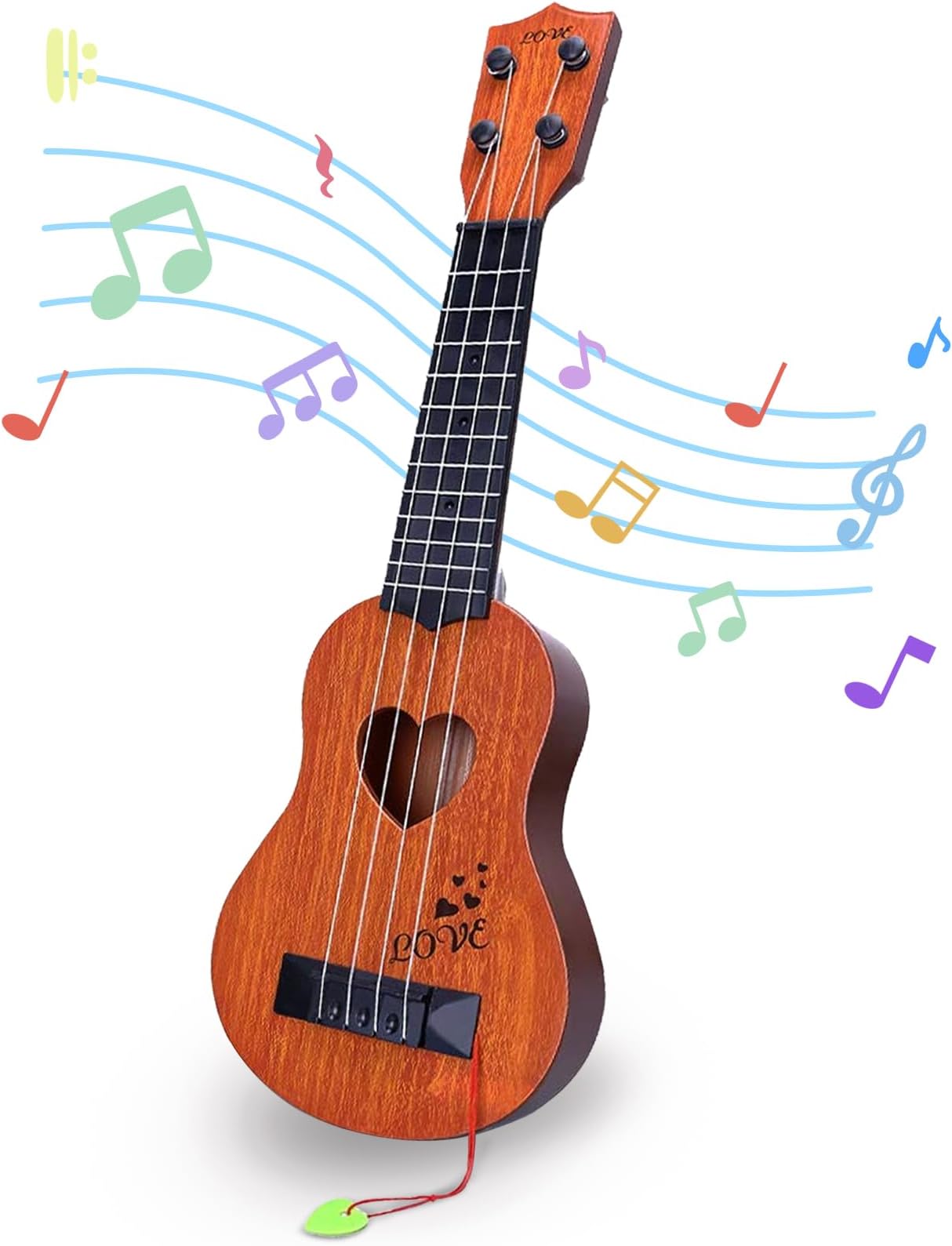 Kids Guitar Musical Toy Ukulele Classical Instrument(Brown), Wooden Play Guitar for Kids Aged 3 4 5 6 7 8 Year Old