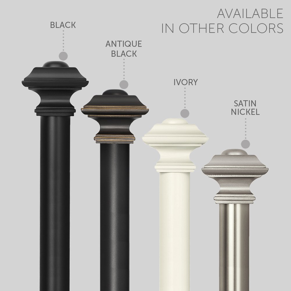Asta Per Tende Telescopica Ivilon Con Terminali Quadrati, Nero Antico, Da 71 A 122 Cm, Diametro 2,8 Cm