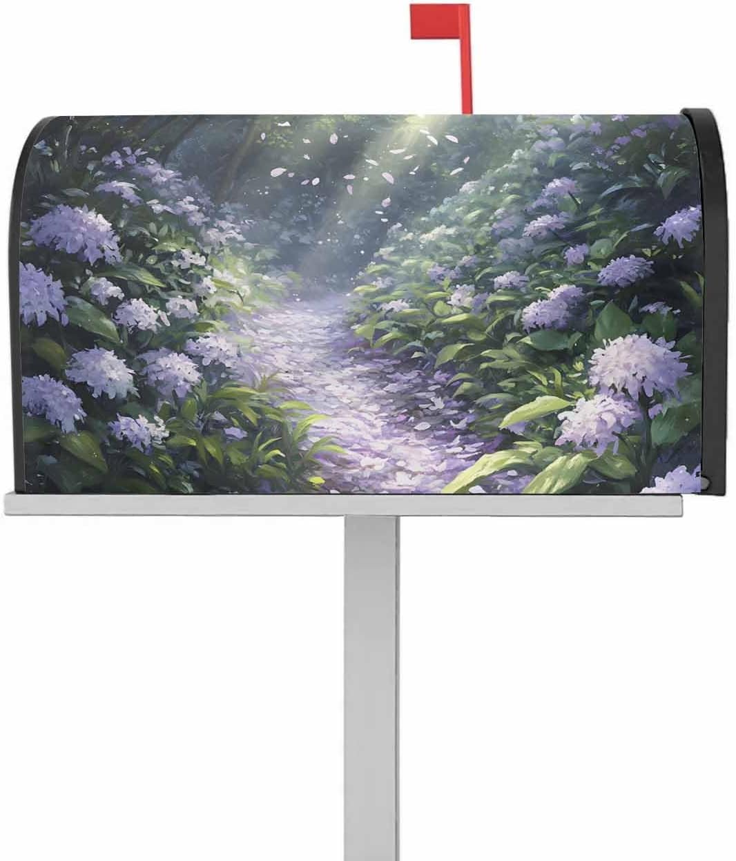 Spring Summer Floral Mailbox Covers Magnetic Standard Size, Farmhouse Green Forest Botanical Decorative Post Letter Numbers Box Wrap Decoration Covers Large Accessories for Garden Yard Outdoor Décor