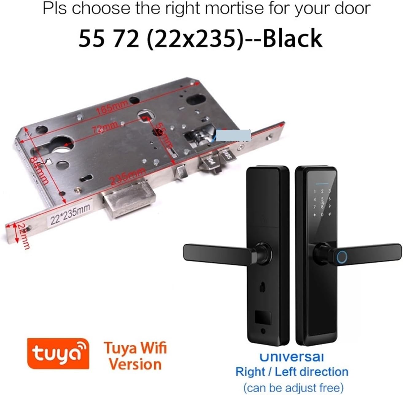 Guia de dimensões de encaixe e orientação da fechadura