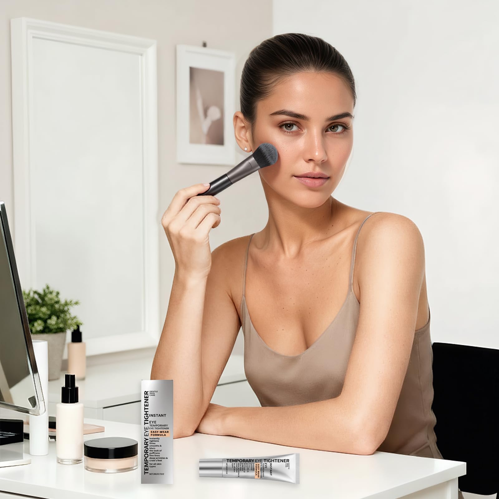 3 Stück Instant Face Tightener Cream Perfection Primer Tightener,mit 3 Pinseln,Sanfte Pflege,Feuchtigkeit,Feuchtigkeit für Die Haut Rund Um Die Augen,Geeignet für Alle Hauttypen