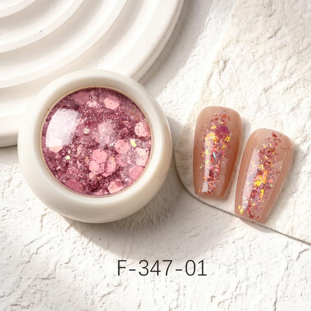 Rose Gold & Champagne Nail Glitter Flakes for Nails, Holographic Iridescent Cosmetic Grade Glitter for Natural, Acrylic & Gel Nail Art, Resin Crafts, 2 Boxes