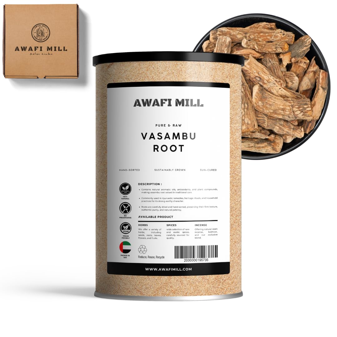 AWAFI MILL Vasambu Root (Sweet Flag | Acorus calamus) | Naturally Dried Calamus Root for Culinary Herbal Use, Powder Making & Traditional Recipes - 100 g | 3.5 Oz