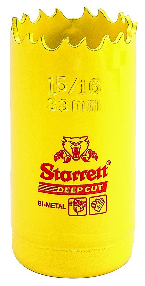 Starrett DCH0156 Bi Metal Deep Cut Hole Saw, 33mm, Lemon Tree