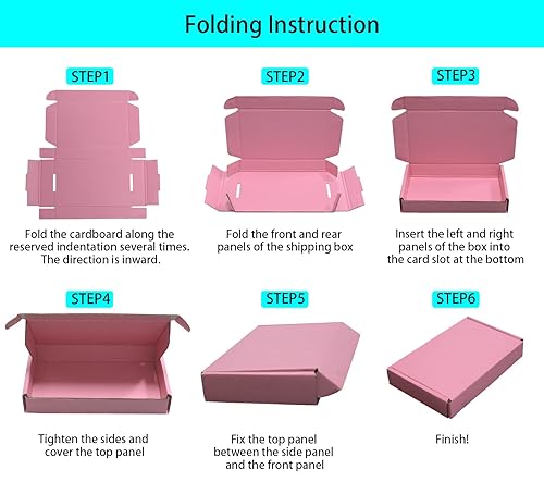 Miniatura 6 de Cajas de envío rosas para pequeñas empresas, 6 x 6 x 2 pulgadas, paquete de 12, cajas de cartón corrugado para envío, embalaje, almacenamiento,
