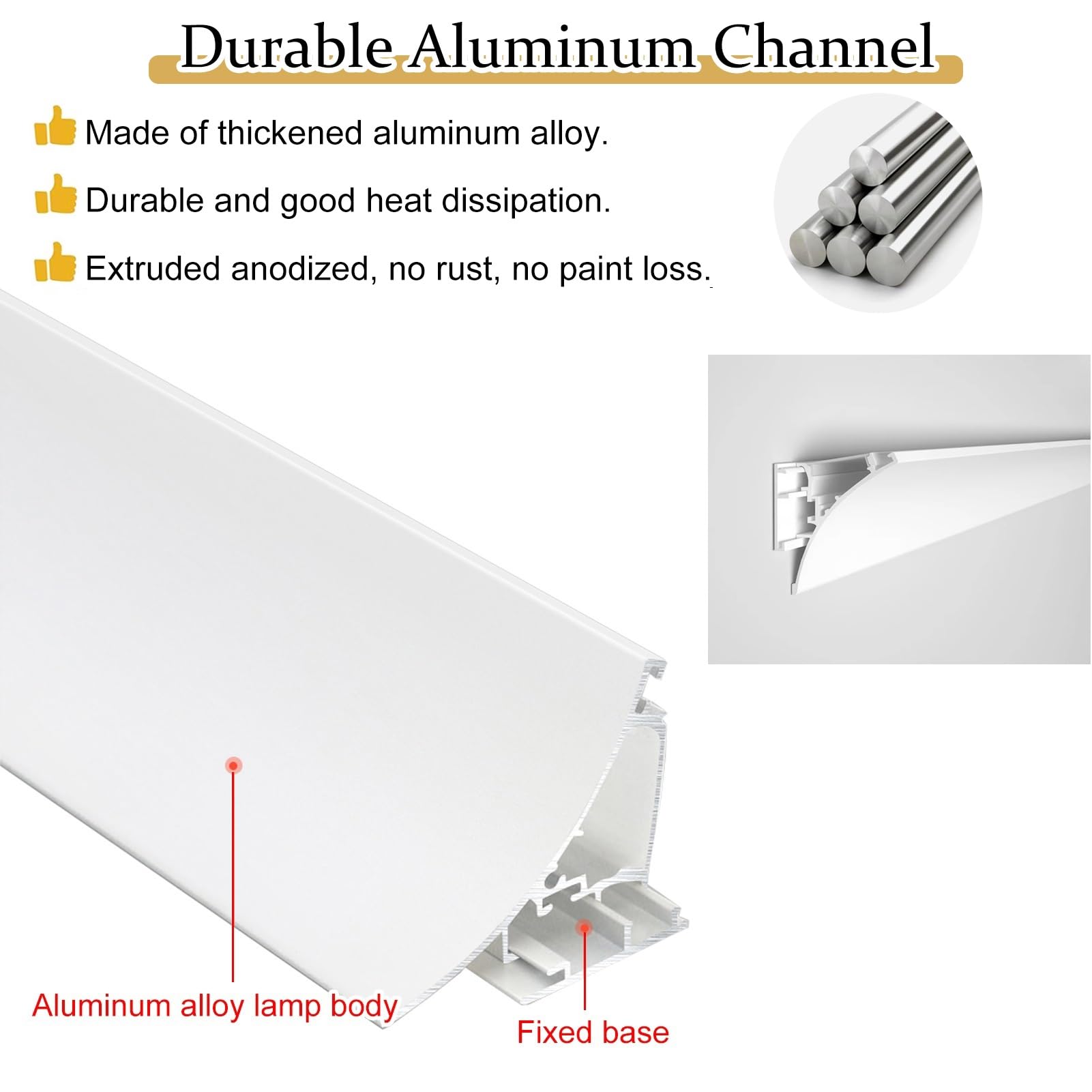 Perfil Aluminio Tira Led Moldura de Techo con Canal de Aluminio para LED, Moldura de Techo para Sala de Estar y Dormitorio, Difusor de Luz LED con Iluminación Indirecta para Bañador de Techo de Casa(1