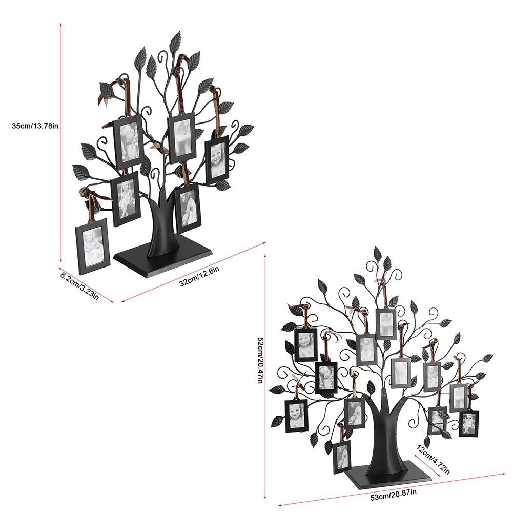 MAGT Cornice Foto Da Appendere Cornici Foto Da Appendere, Foto di Famiglia alla Moda in Metallo Albero di Visualizzazione Foto per Appendere Decorazioni per la casa Nera Albero di visualizzazione(L)
