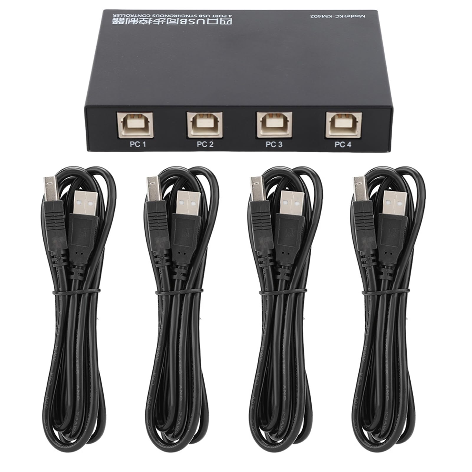 KC KM402 Contrôleur synchrone Clavier et Souris USB 2.0 à Quatre Ports, contrôleur de Commutation synchrone Clavier-Souris USB, Plug and Play pour Linux Android OS X, avec Mode