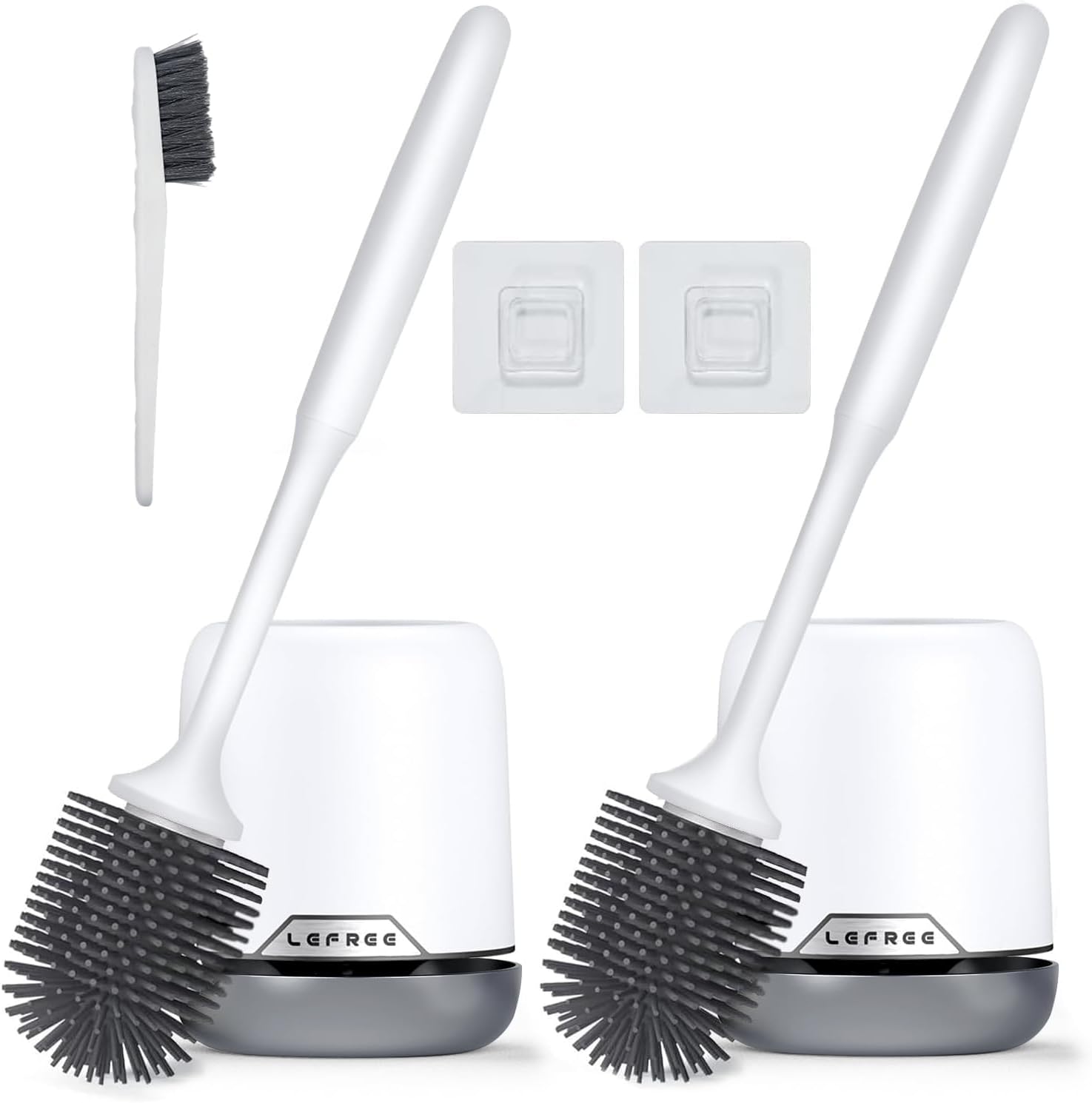 Lefree two-pack silicone toilet brush set with ventilated holders