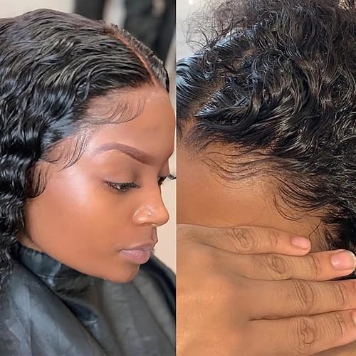 Miniatura 5 de Pelucas de cabello humano con encaje frontal transparente HD de 13 x 4, color 1B30, línea de cabello natural prearrancada, nudos blanqueados con