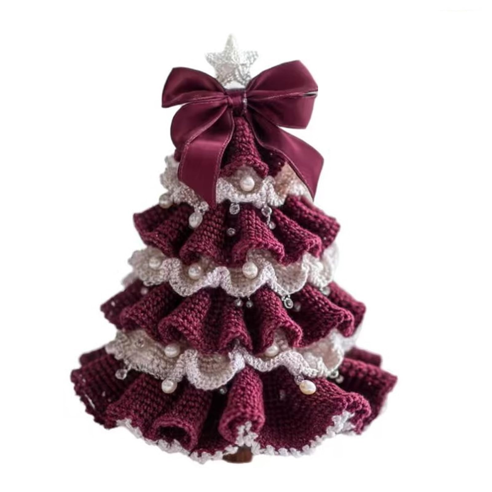 QUILSTM Yarn Lover S Paradise Christmas Crochet Kit with Beads and Instructions Weave Own Christmas Memories Polyester Hook, red and White