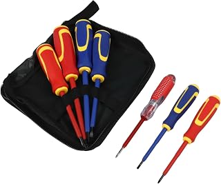 FABULETTA Insulated Screwdriver Set 1000V Chrome Vanadium Steel Precision Drivers Small Plum Blossom Ergonomic Non Slip Handle Electrical Repair Kit For Home DIY And Professional Tasks Blue Red