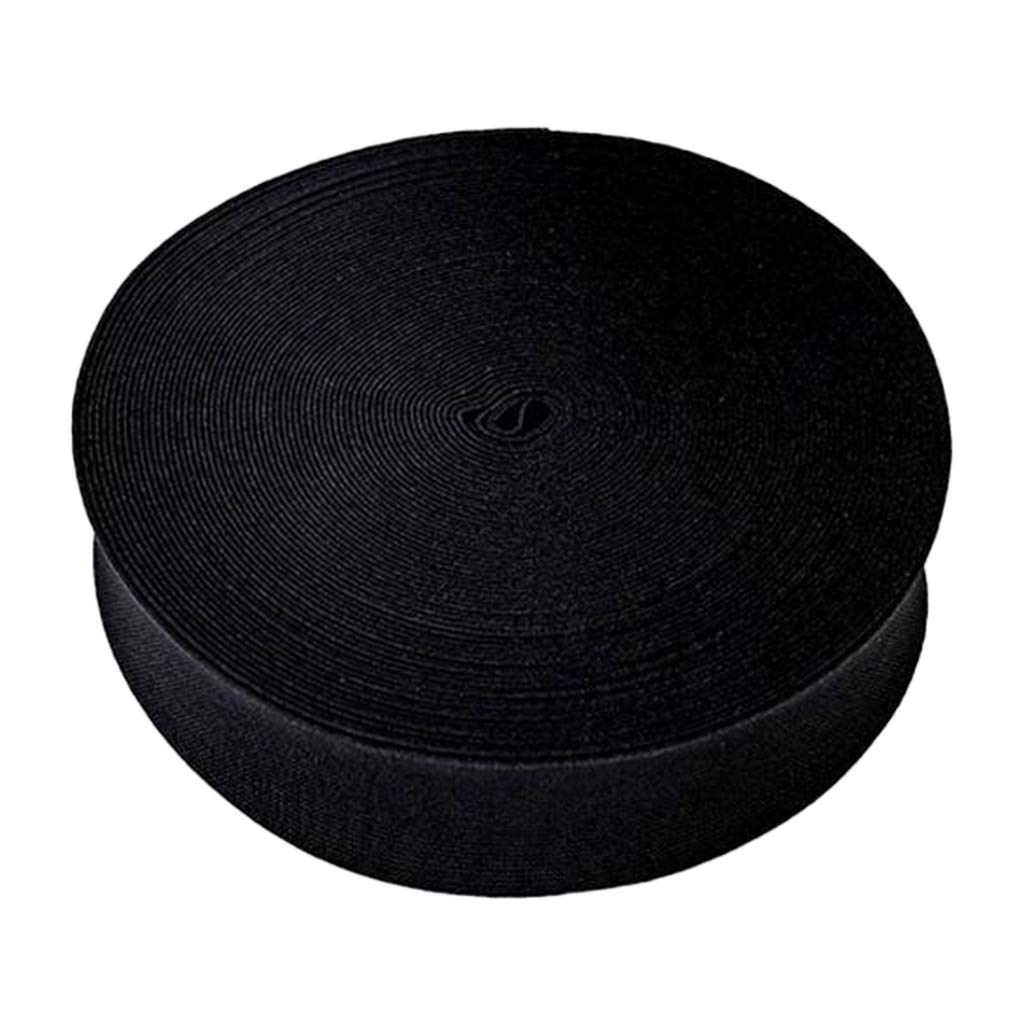 Juego de 3 bandas elásticas planas de 17.5 yardas de ancho para pantalones, costura, ropa, bricolaje, color negro