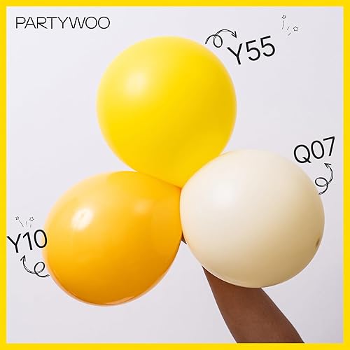 Miniatura 4 de PartyWoo Globos amarillos de 127 piezas de diferentes tamaños de 18, 12, 10, 5 pulgadas, kit de arco de globos de látex amarillo mate, guirnalda