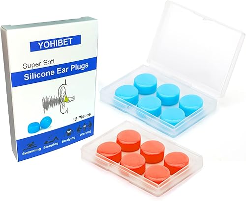 Tapones reutilizables de silicona con reducción de ruido, 22 dB de NRR más alto, impermeables, con cancelación de ruido, para dormir, nadar,