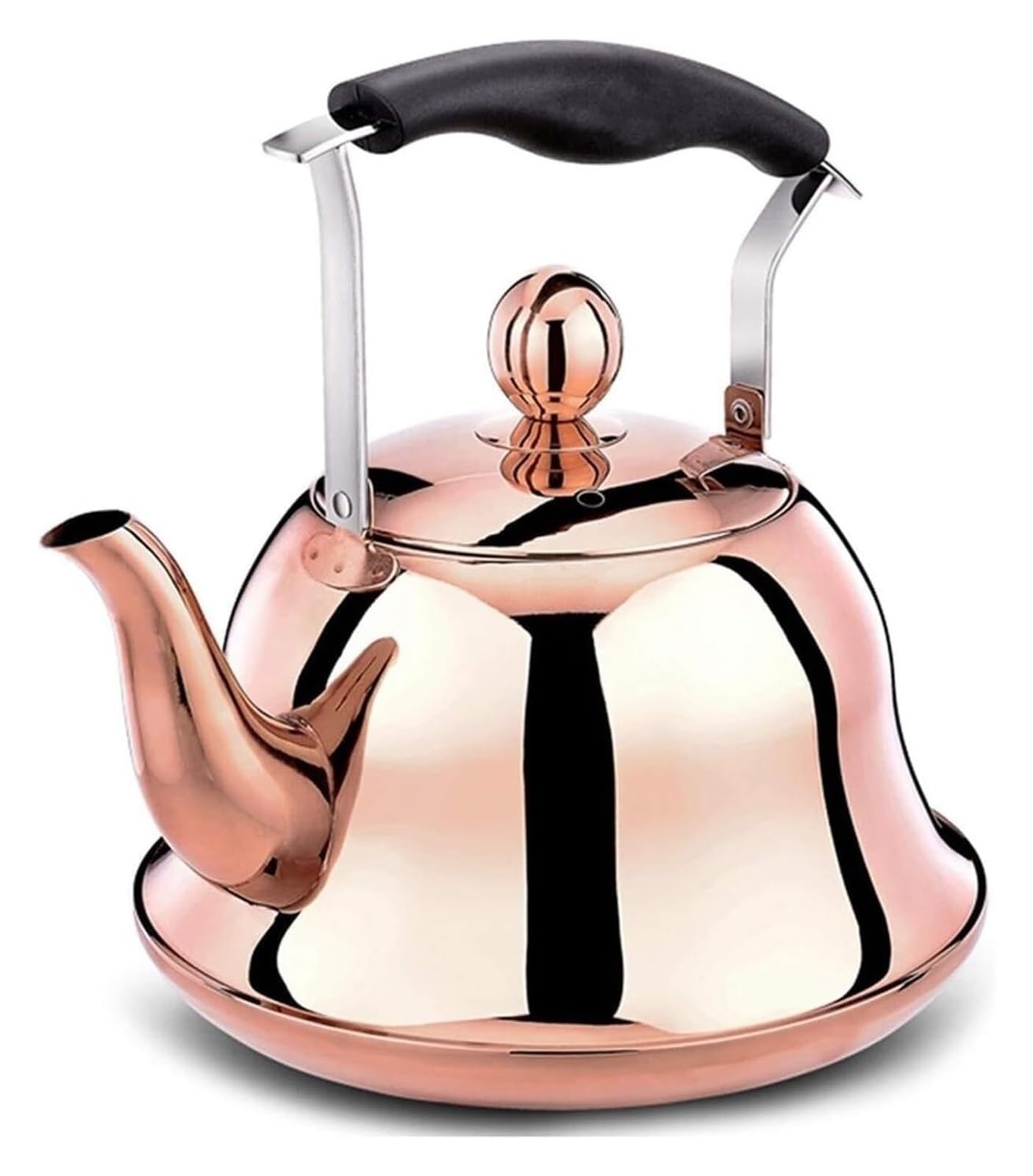FGJsfhrDTU Stove Top Kettle Induction Gas Tea Whistling Stainless Steel Teapot for Hob(Rose Gold,3L)