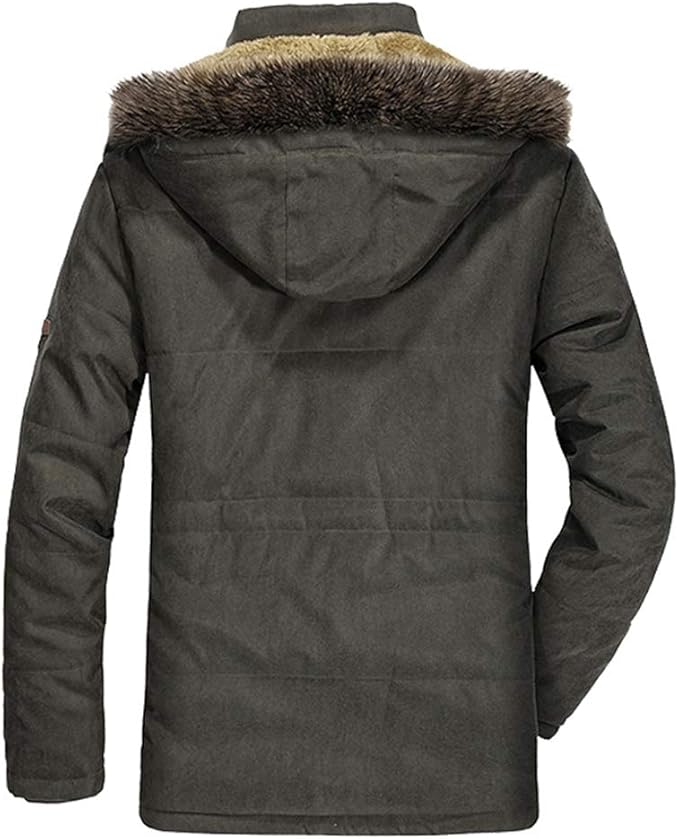 FANSU Gewatteerde jas met capuchon voor heren, dikke ultrawarme winterjas, winddichte bovenkleding, microvezelvulling, voor winter, reizen, wandelen