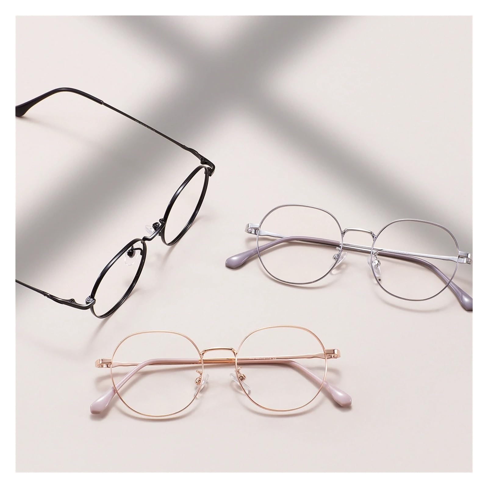 Fashionable Metal Round Glasses Frame for Men & Women – Stainless Steel Full Rim Eyewear, Solid Pattern