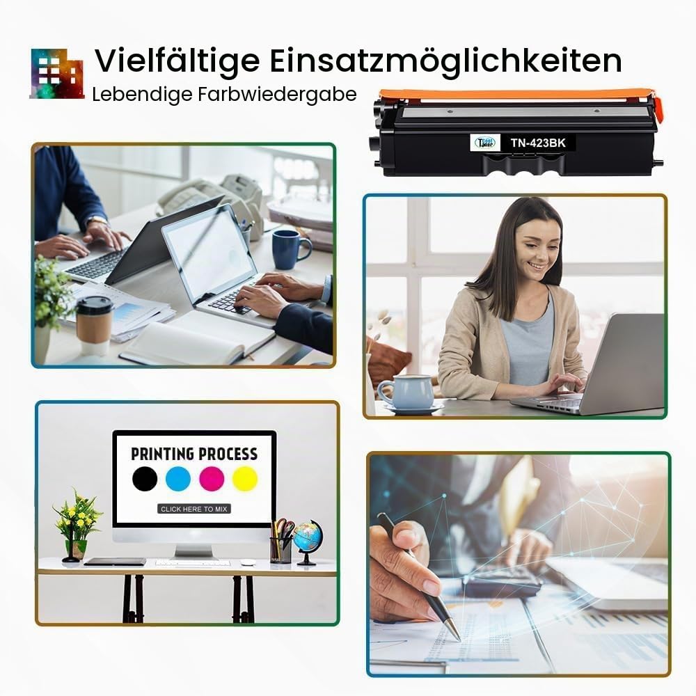 Cool Toner TN423 Tonerkartusche als Ersatz Kompatible für Brother TN-423 TN-423BK TN-421 MFC-L8690CDW MFC L8690CDW DCP-L8410CDW MFC-L8900CDW HL-L8260CDW HL-L8360CDW Schwarz Cyan Gelb Magenta,4er-Pack