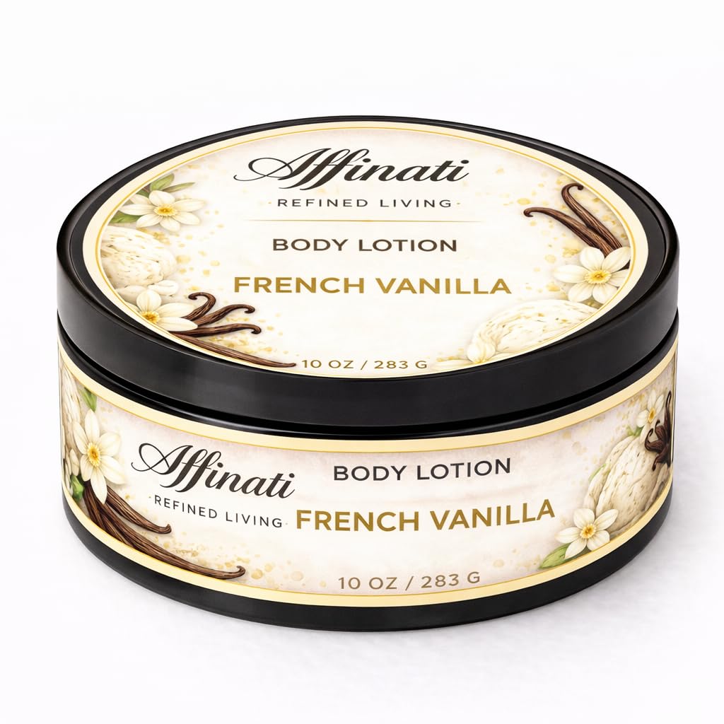 Affinati French Vanilla 10 oz Body Lotion for Dry Skin – Deep Hydration Moisturizer, Lightweight & Fast Absorbing, Daily Skin Care for Men & Women