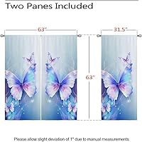 Vista 139 de Cortinas opacas de mariposa para decoración del hogar de niñas y niños, hermosas flores en acuarela, con ojales, aislamiento térmico, cortinas