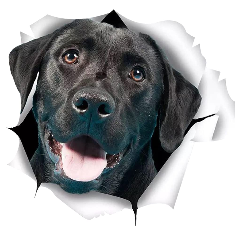 Aublinto 3D Dog Stickers 2 Pack Cute Black Labrador Retriever Stickers for Wall Fridge Toilet and More Black Labrador Decals