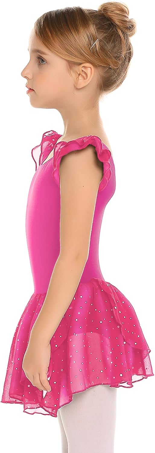 Arshiner Girls Ruffle Sleeve Ballet Dance Dress Tutu Skirted Leotard - Image 4