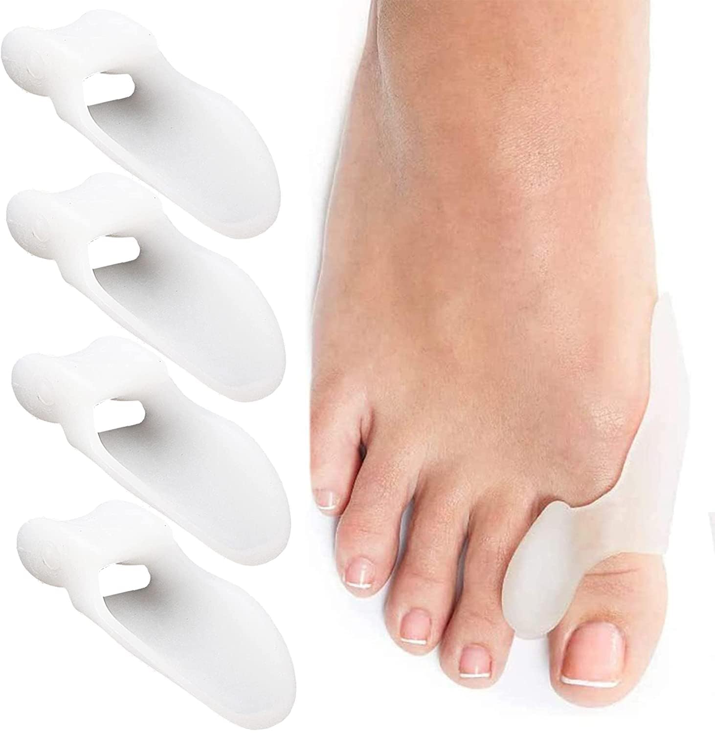 Alayna Toe Separators for Overlapping Toes Bunion Corrector Toe Spacers 4 Pcs Cushion Pads Spreader Orthopedic Brace Guard for Women Wear in Socks and