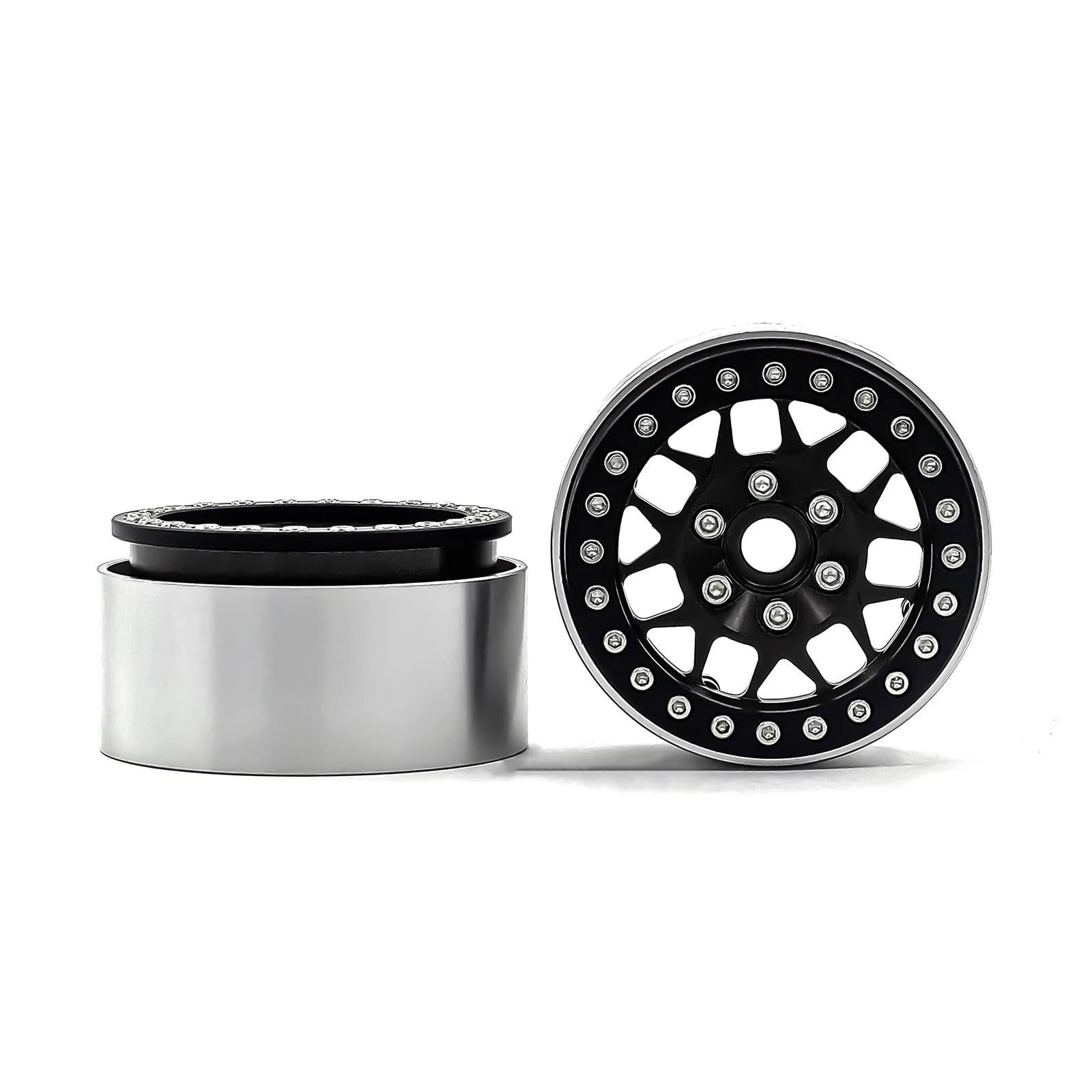 RC Car Pneumatico Ruota Compatibile con Traxxas per TRX-4 TRX4 D90 D110 TF2 per Axial SCX10 90046 4 Pezzi Cerchione in Metallo Beadlock 1.9 per 1/10 RC Rock Crawler