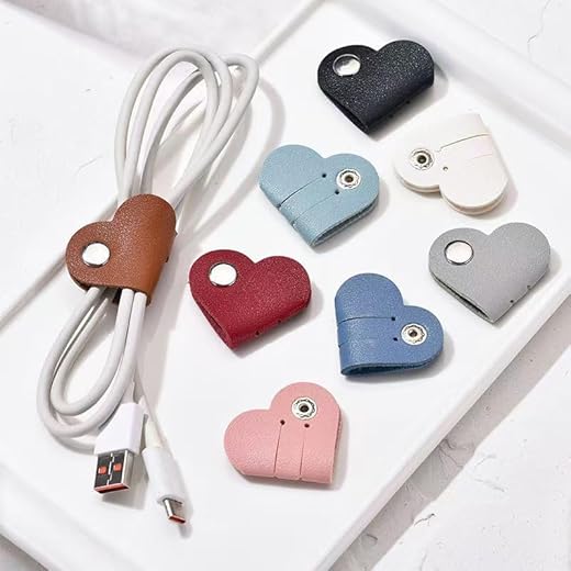 5 PCS Heart Cable Winder Set - Secure Snap Cord Organizer for Charging Cables and Small Electronics - Tangle-Free Wire Management for Travel