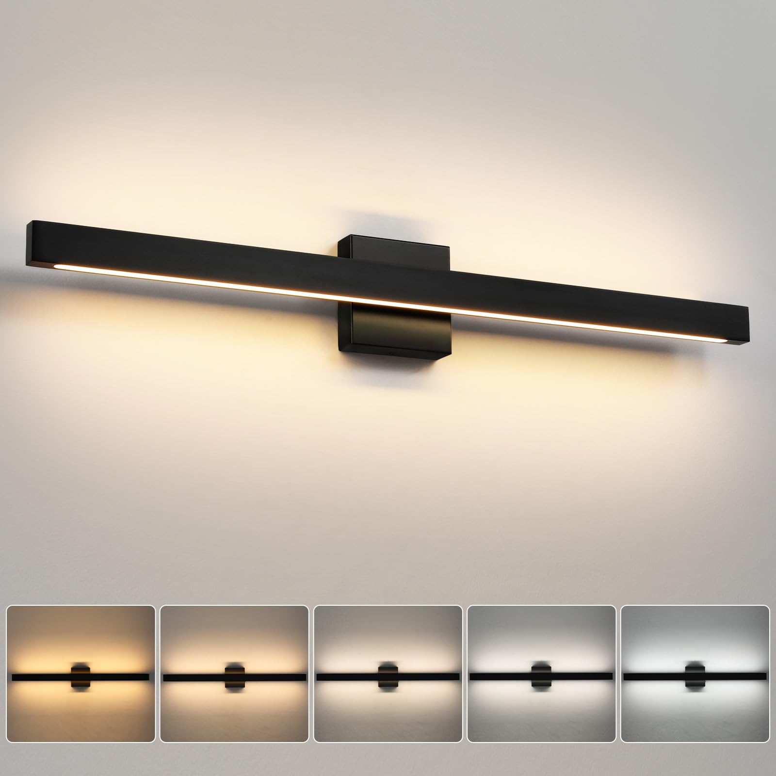 Photo 1 of ***FACTORY SEALED - OPENED FOR INSPECTION***CCYCOL Modern Bathroom Vanity Light Black Bathroom Light Fixture Over Mirror 32 Inch 26W Dimmable 5CCT LED Vanity Light Bar for Bathroom Mirror Cabinets Bedroom