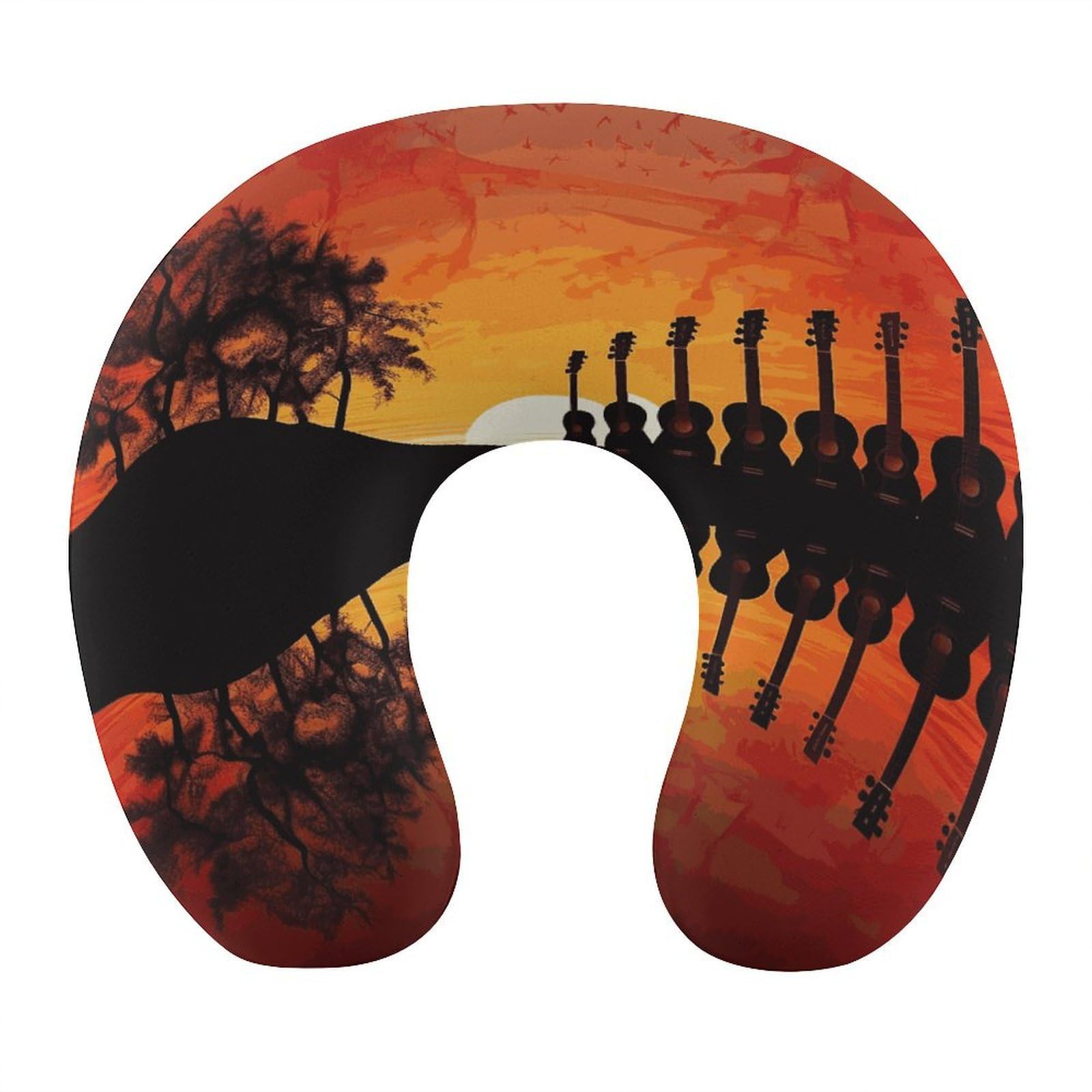Btcowzrv Style Guitar Music Sunset U Shaped Neck Pillow Travel Pillows