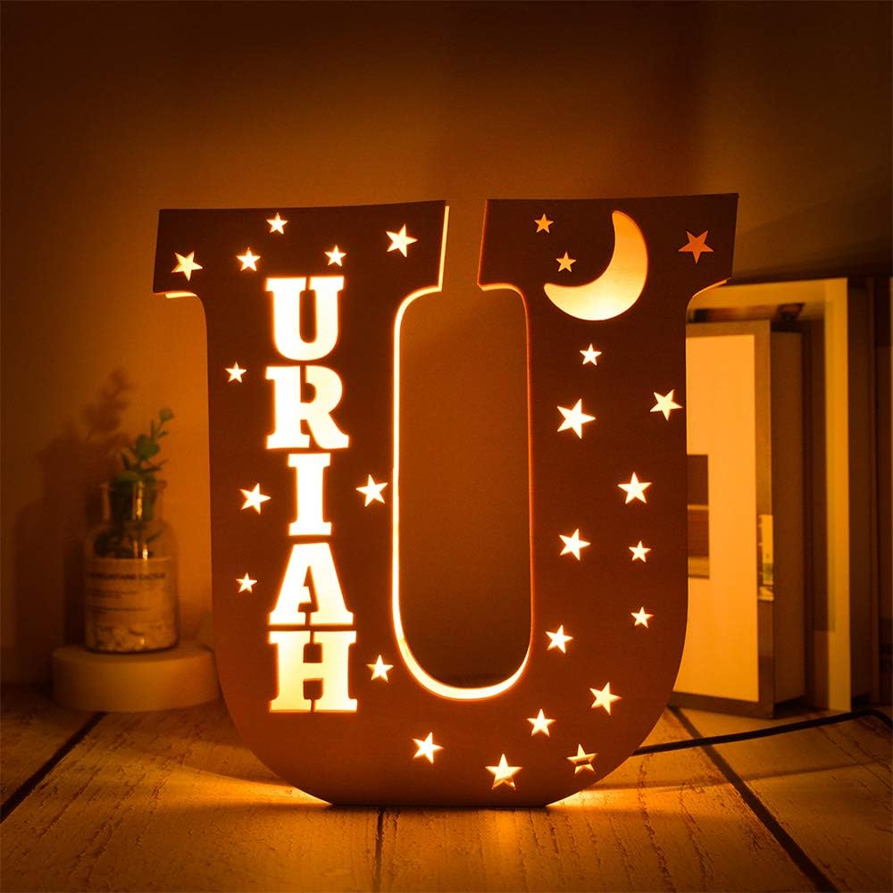 Custom Name Decor Led Night Light Engrave Stars And Moon Light Up Letters for Wall Alphabet Letters Light, Personalized Decoration Night Light Gift for Family Bedroom Wedding Christmas Birthday