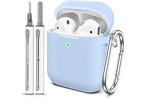 Soft Silicone Protective AirPods Case Cover with Cleaner Kit and Buckle