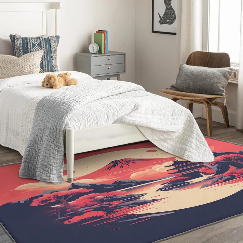 2枚セットKoji Yamaguchi Rug Amazon.com: Washable Rugs for Living Room Bedroom, Japanese Rug