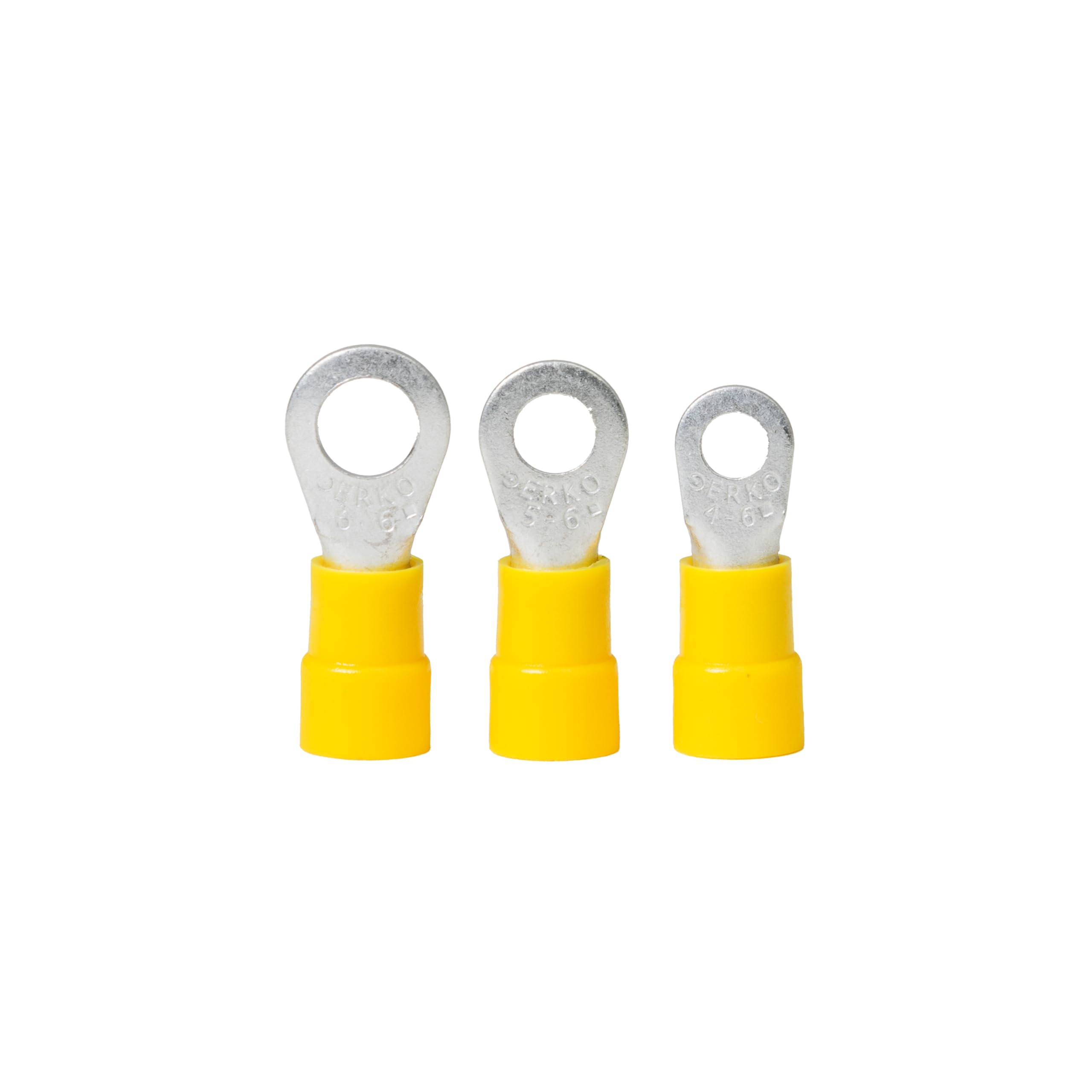 Kit de bornes professionnels ERKO 72 pièces, kit de bornes à anneau isolés, 9 tailles, section transversale de 0,5-6mm2, taille de vis M4/M5/M6, fabriqués selon les normes.