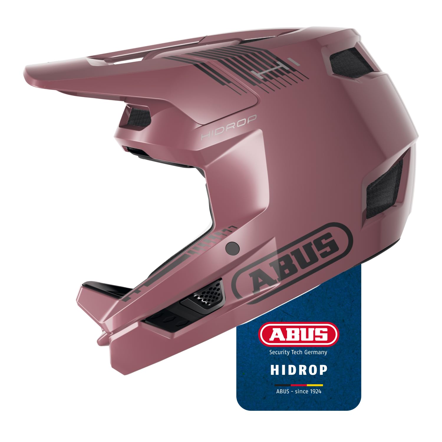ABUS Casco Downhill HiDrop, Fullface, Blush Red, Talla M | Casco de bicicleta ASTM con carcasa ABS para bicicleta de montaña, descenso, Enduro y Bikepark, para adultos y jóvenes