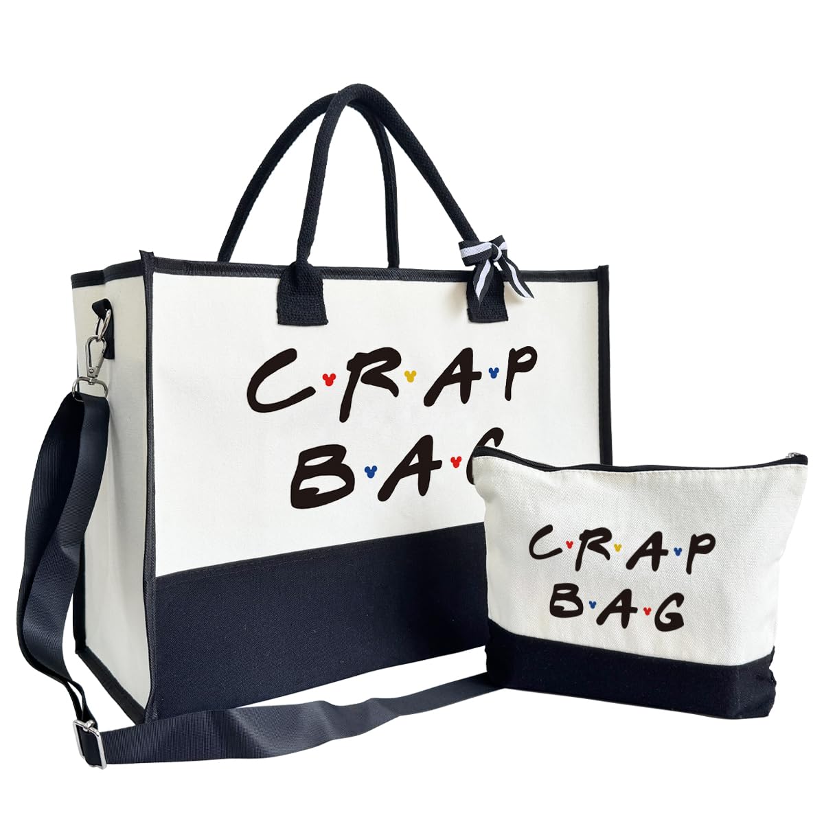 SUSZDOU Crap Bag - Gifts for Women - Initial Jute Tote Bag & Makeup Bag with Zipper Pocket Adjustable Strap - Birthday Gifts for Women Her - Reusable Grocery Bags for Picnic Shopping Holiday Camping