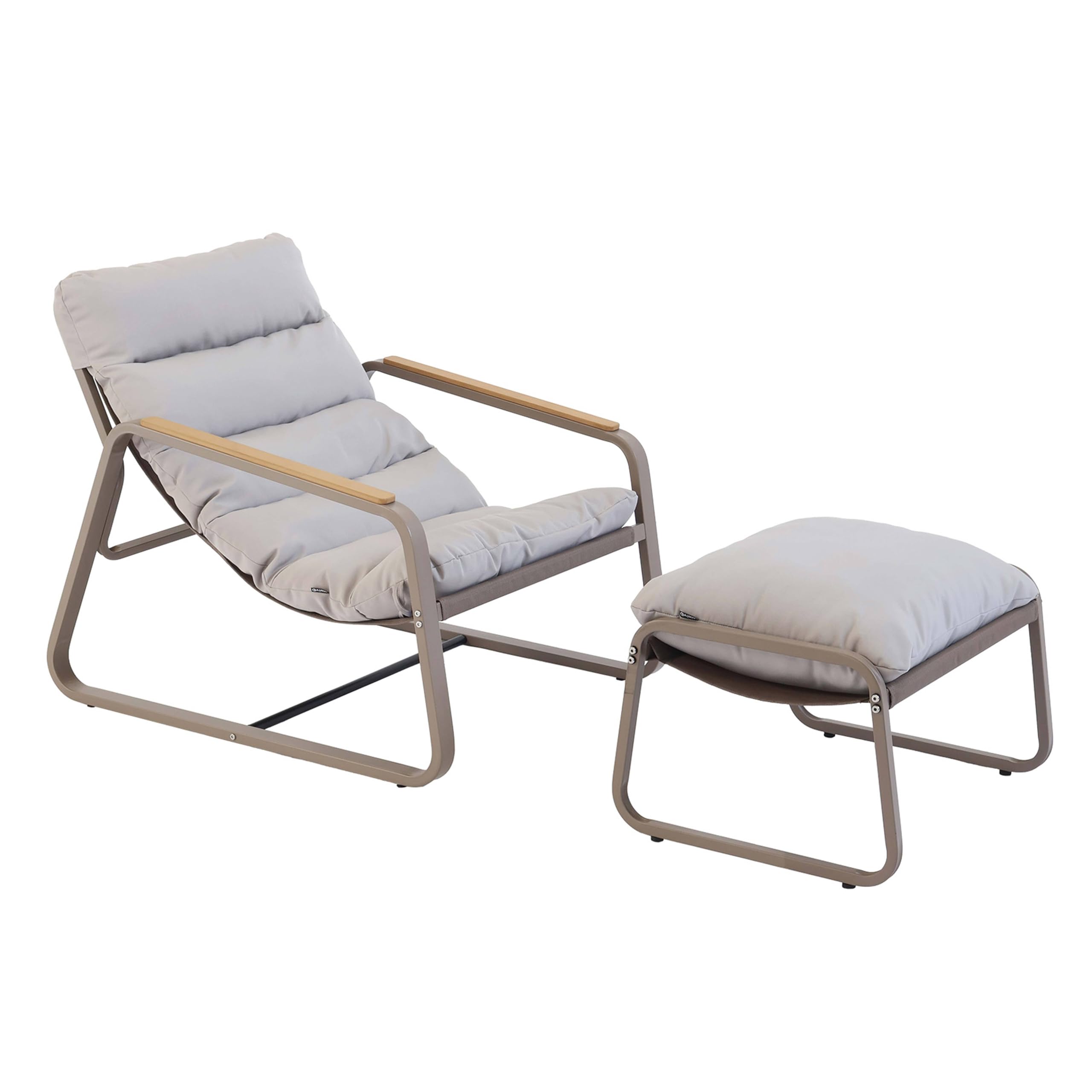 Oviala Fauteuil Relax en Acier et textilène avec Repose-Pieds Taupe
