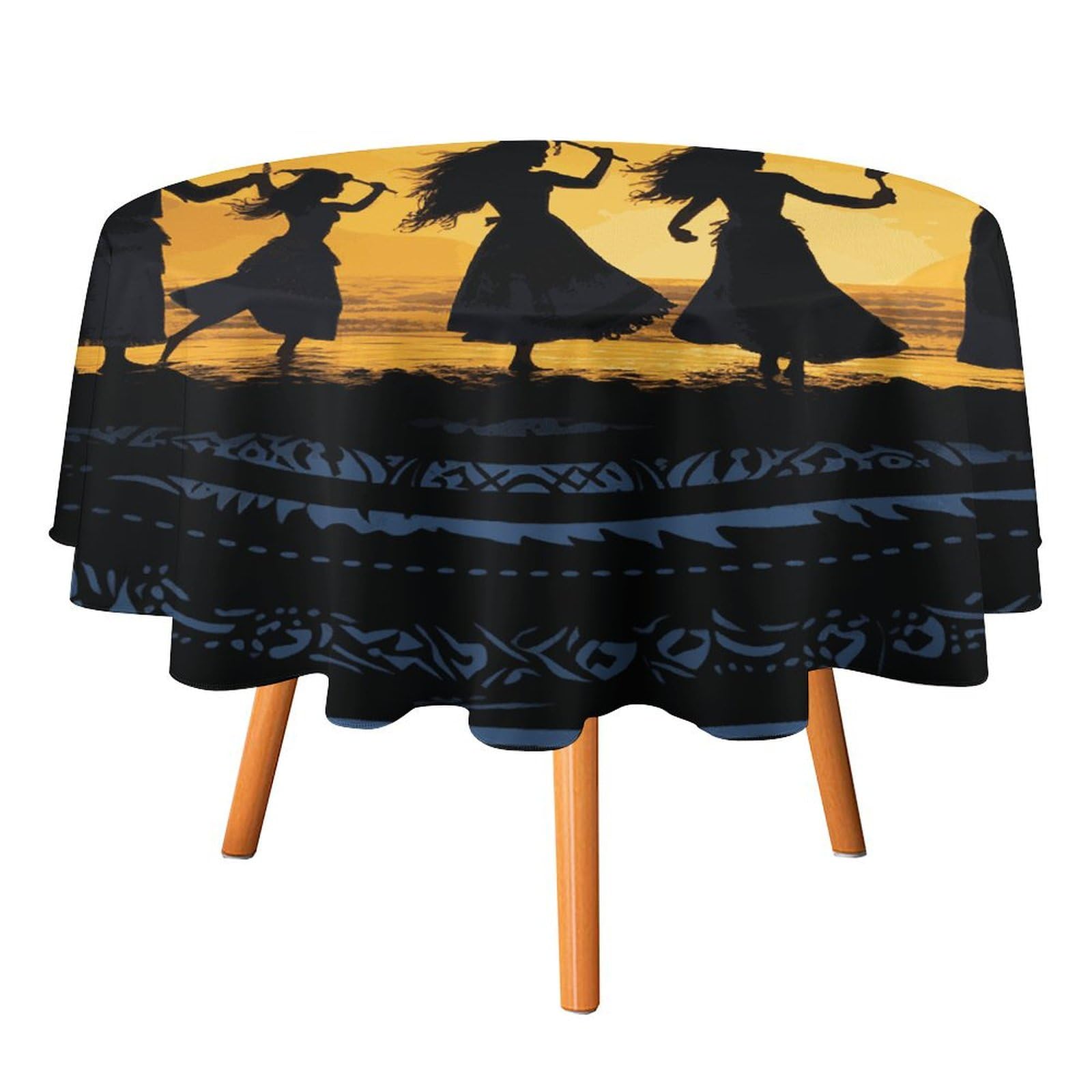 Nappe ronde hawaïenne contre les taches et plis pour table de salle à manger